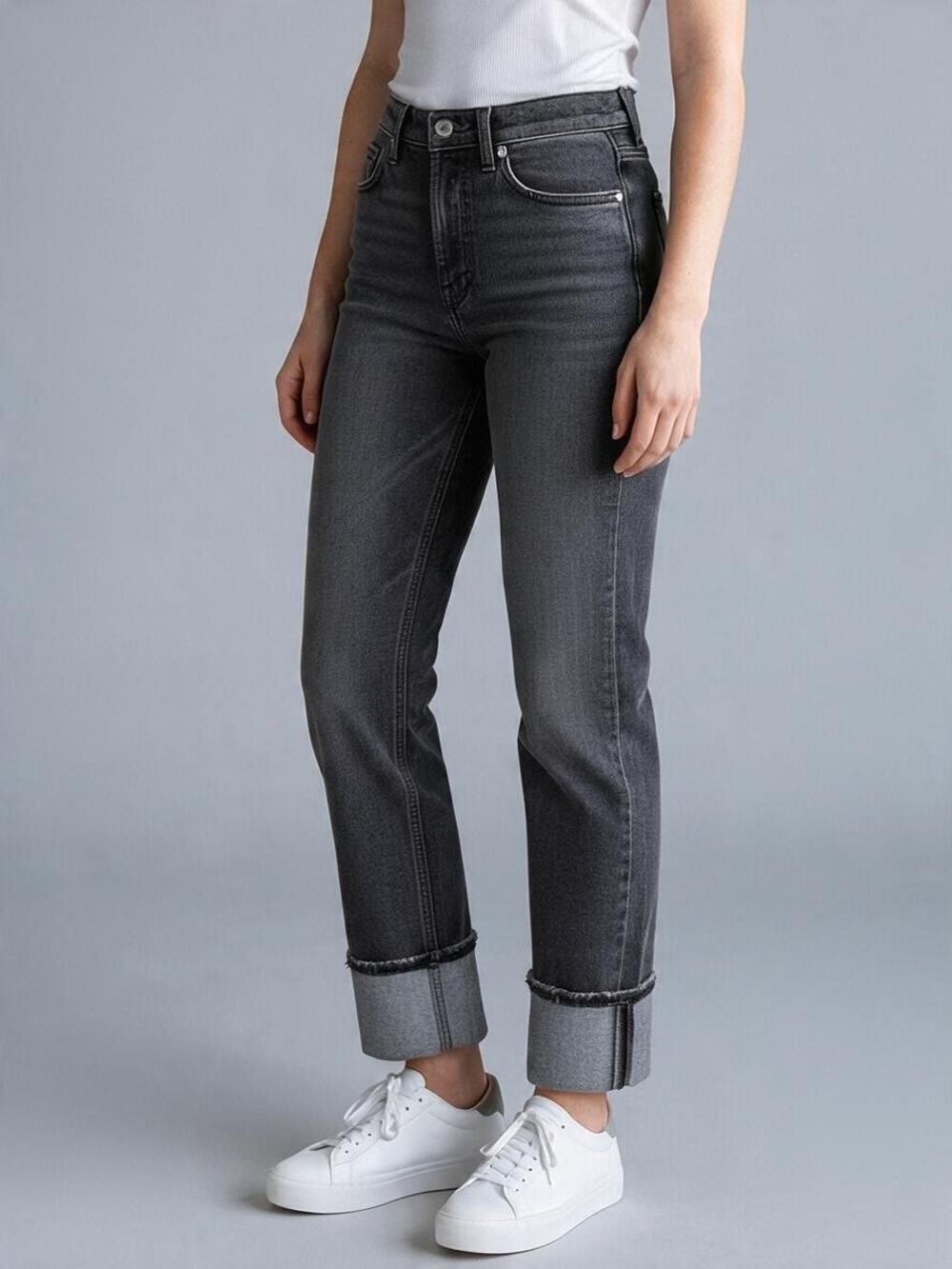 AGOLDE 90’s Pinch Waist High Rise Straight Jeans Washed Black Button Fly Sz 24